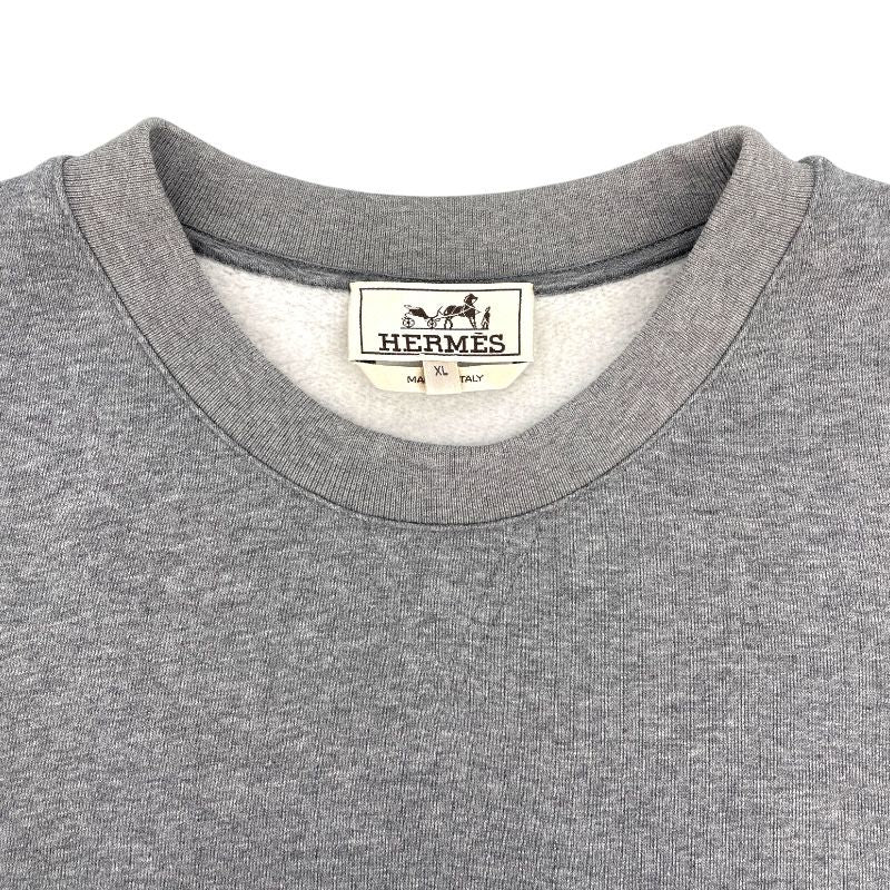 HERMES Leather Tape Pocket Sweatshirt in Gray - Men's XL