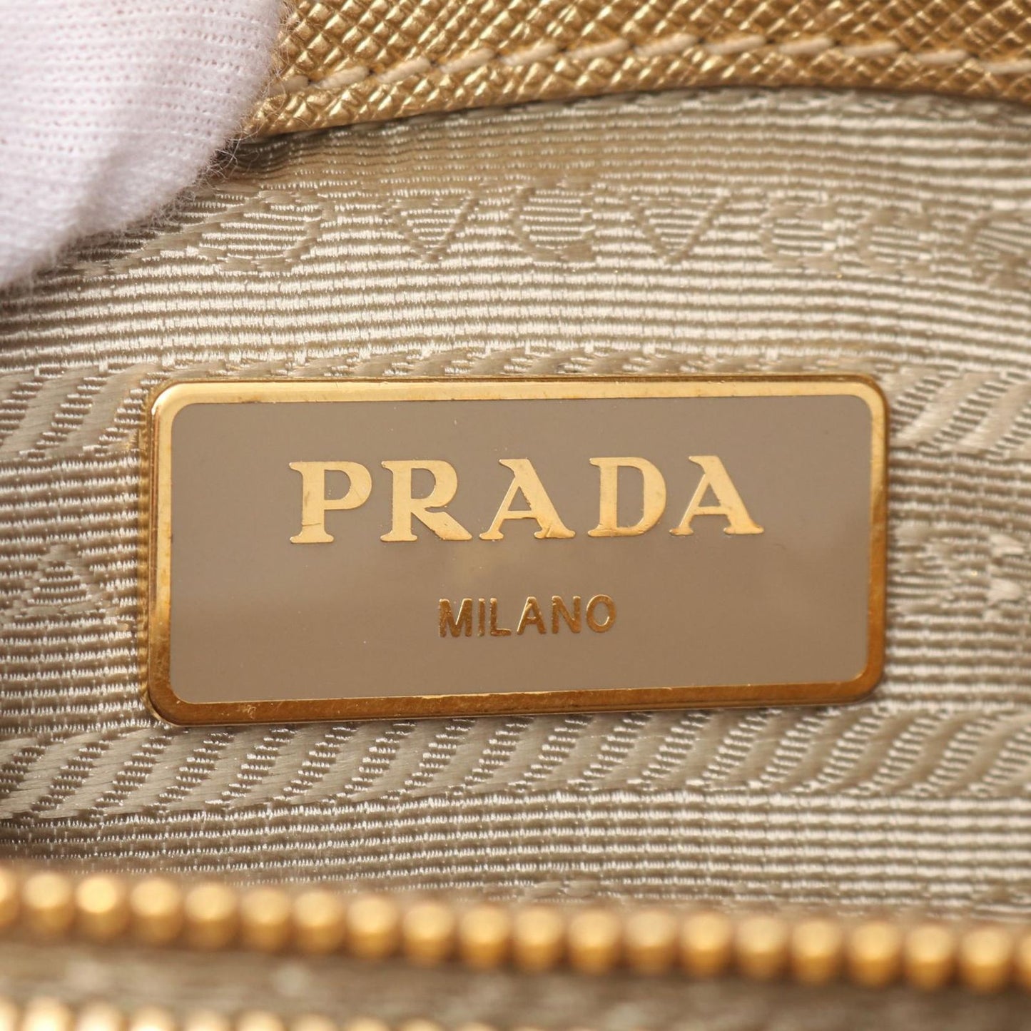 PRADA Saffiano Leather Handbag - Timeless Elegance in Gold