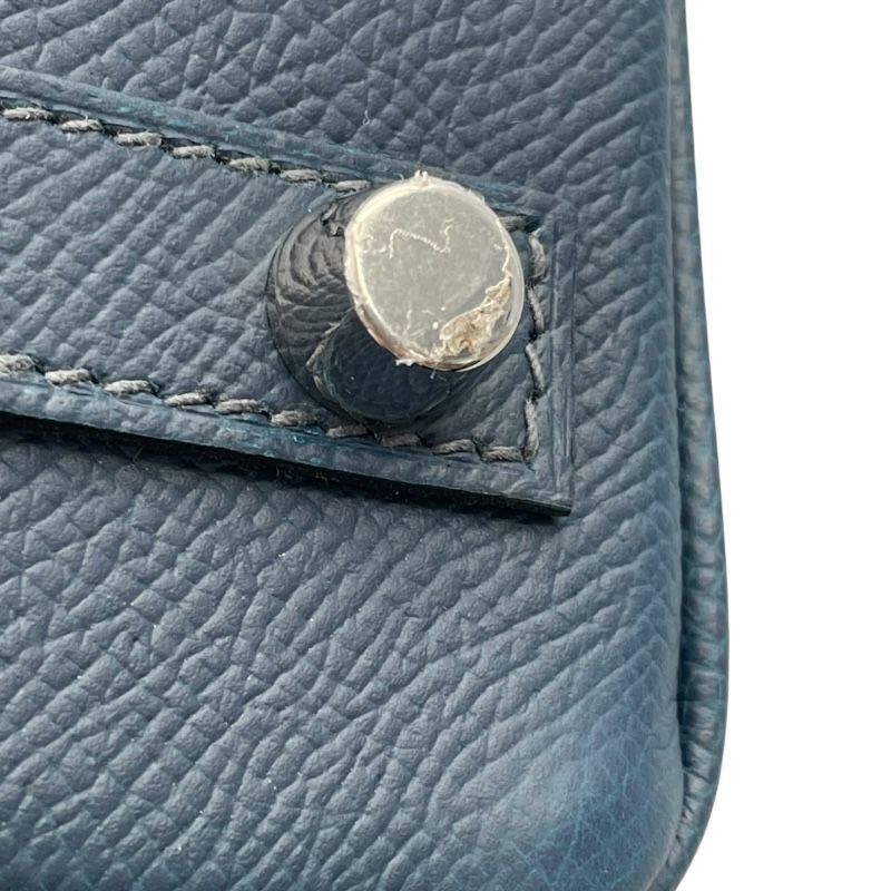 HERMES Birkin 25 Tricolor Blue de Prusse with Silver Hardware