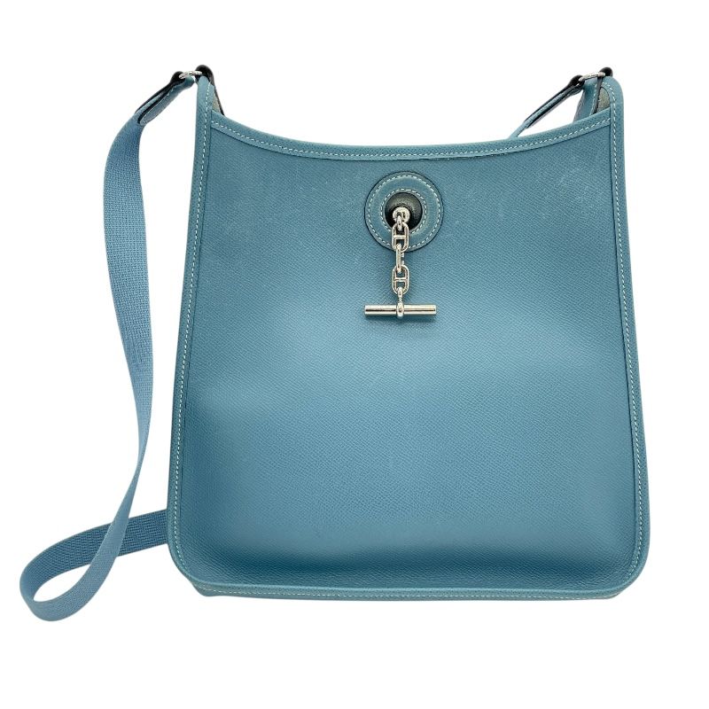 HERMES Vespa PM Blue Jean Cushbel Leather Shoulder Bag