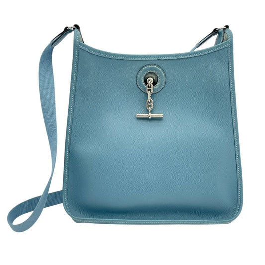 HERMES Vespa PM Blue Jean Cushbel Leather Shoulder Bag