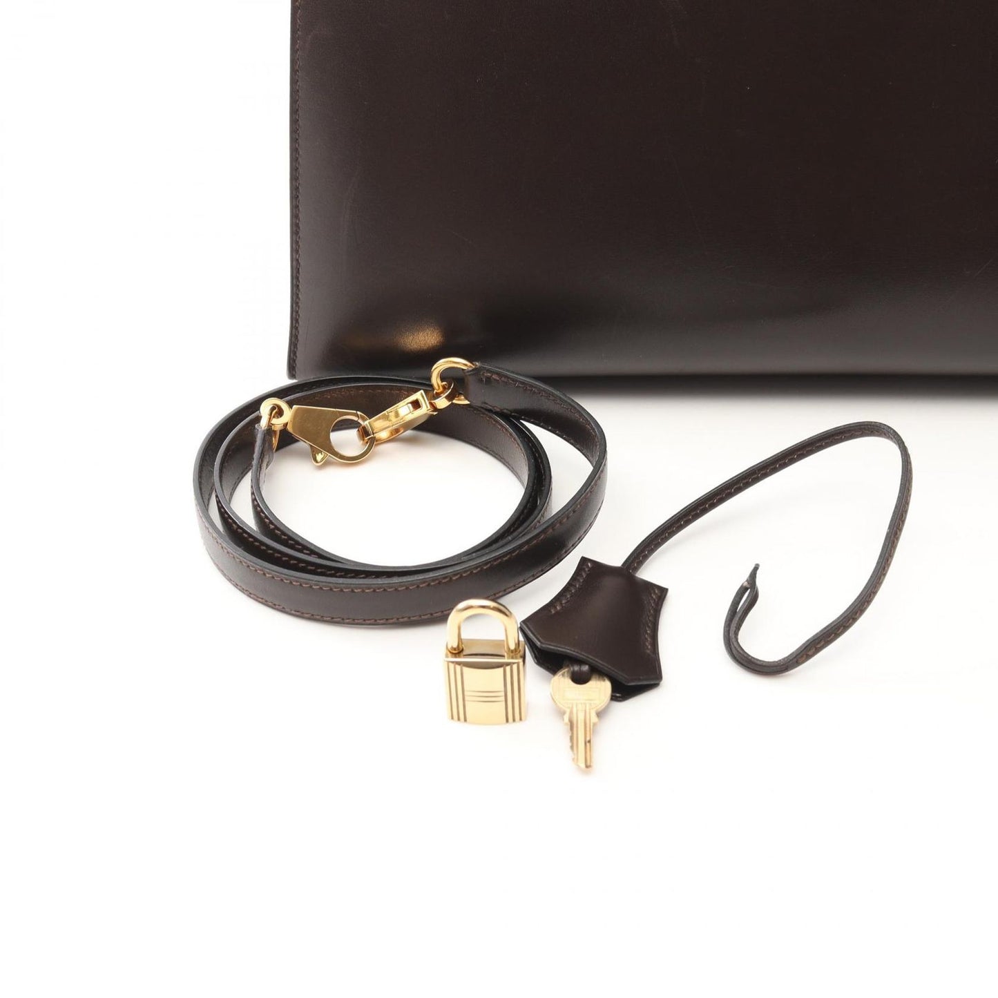 HERMES Kelly 35 Handbag in Ebeve Calfskin - Timeless Elegance