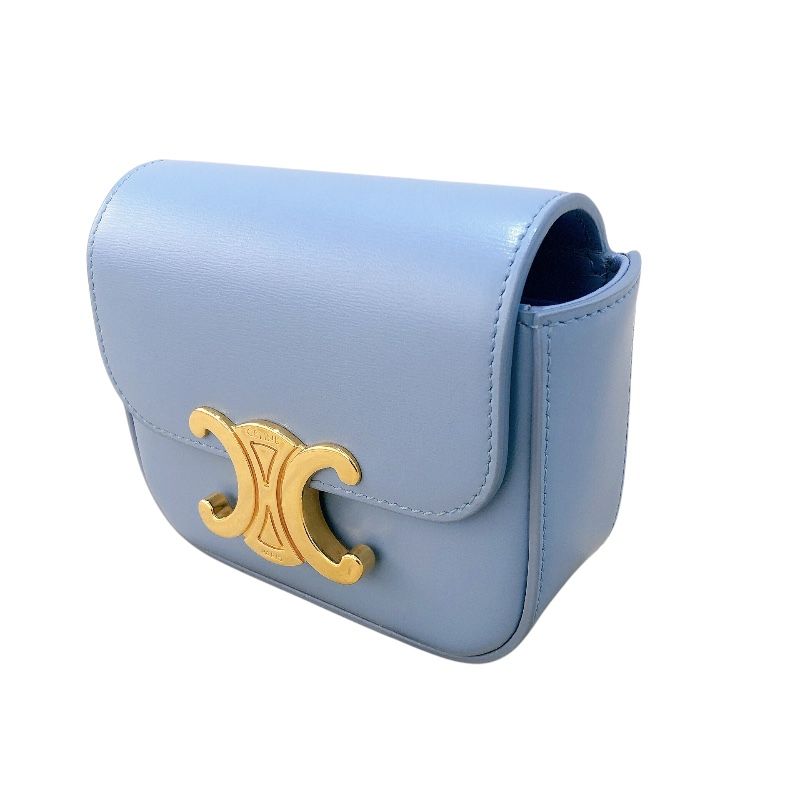 CELINE Mini Claude Ice Blue Shiny Calf Leather Shoulder Bag