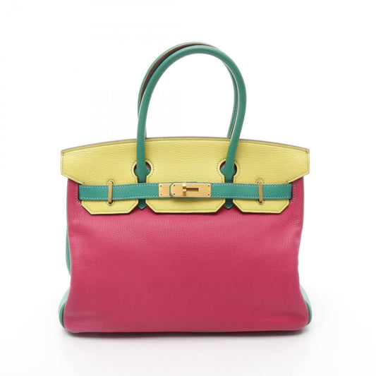 HERMES Birkin 30 Handbag in Shocking Pink, Lime & Mint