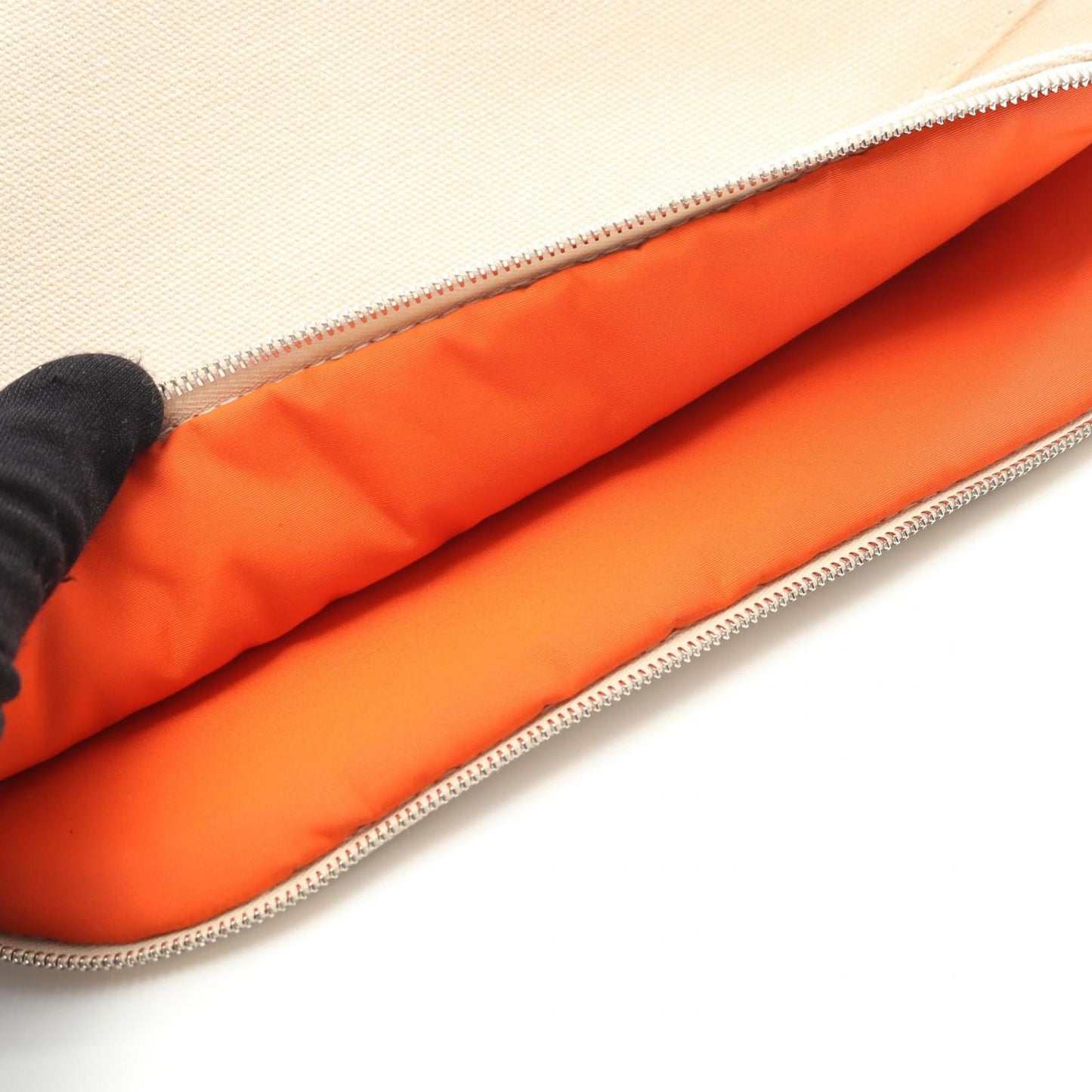 HERMES Bolide Pouch MM in Natural Canvas & Leather - Exquisite Craftsmanship