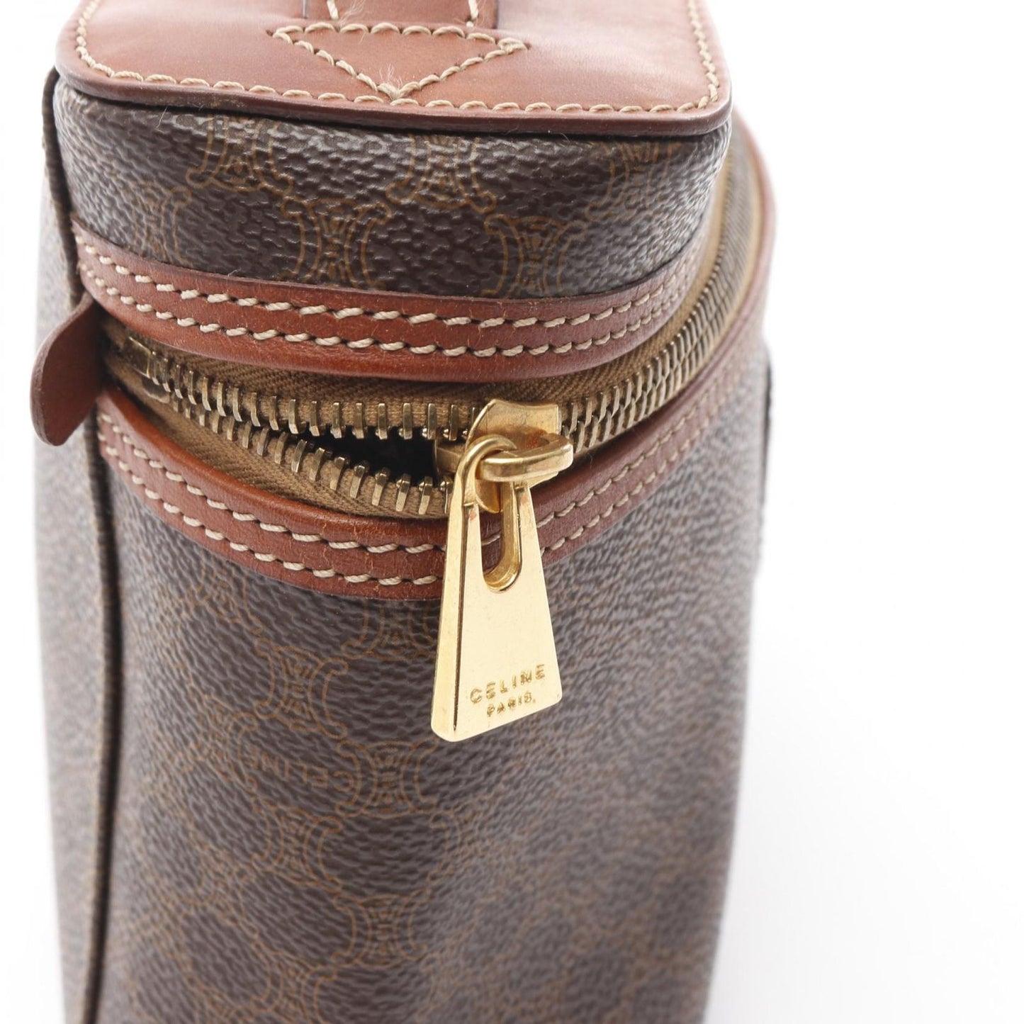 CELINE Macadam Vanity Handbag in Dark Brown PVC Canvas