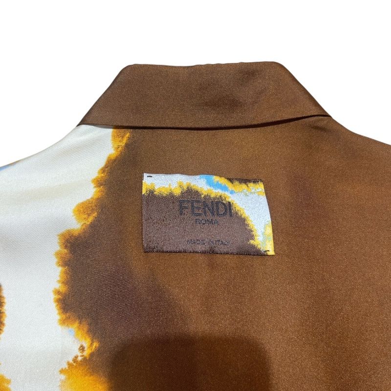 Fendi Brown Silk Short Sleeve Shirt - 23SS FS0795