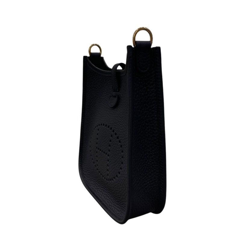 HERMES Evelyne TPM Black Togo Leather Shoulder Bag with Gold Hardware