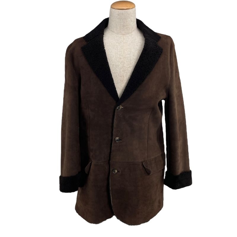 Salvatore Ferragamo Brown Leather Shearling Jacket for Men