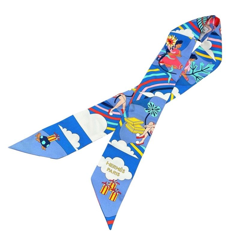 HERMES Twilly Carres Volants Multicolor Silk Scarf for Women