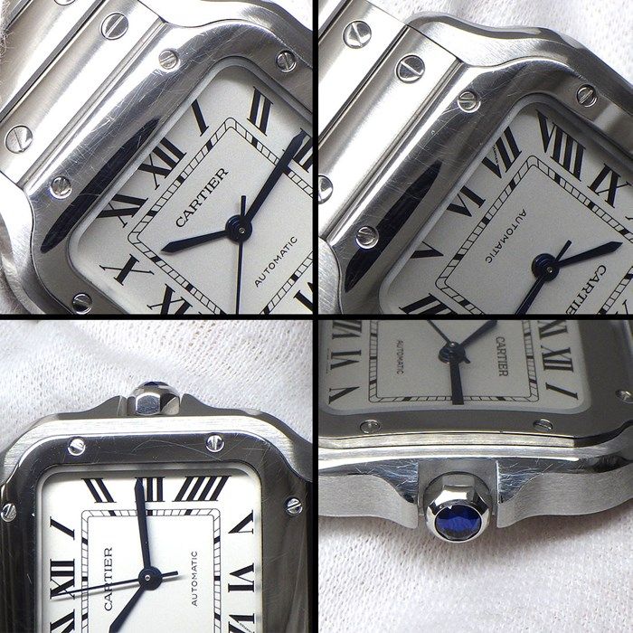 Cartier Santos MM WSSA0029 Automatic Watch - Silver Opaline Dial