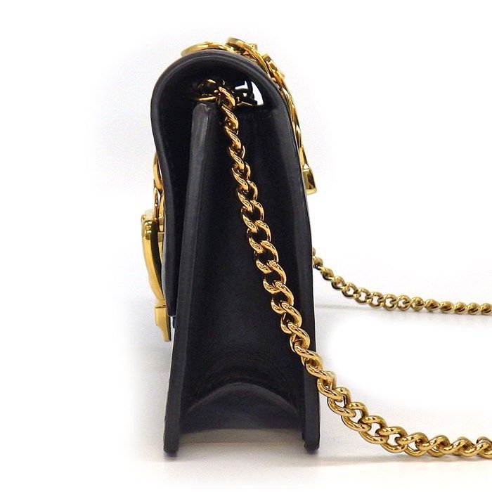 GUCCI Sylvie Super Mini Bag in Black Leather with Gold Hardware