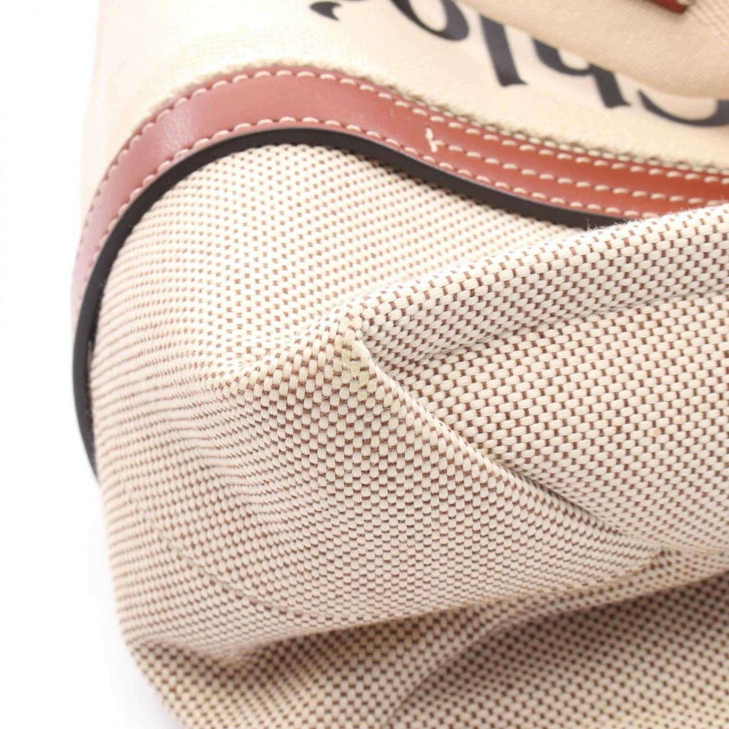 Chloe Woody Medium Tote Bag in Natural/Brown Canvas & Leather