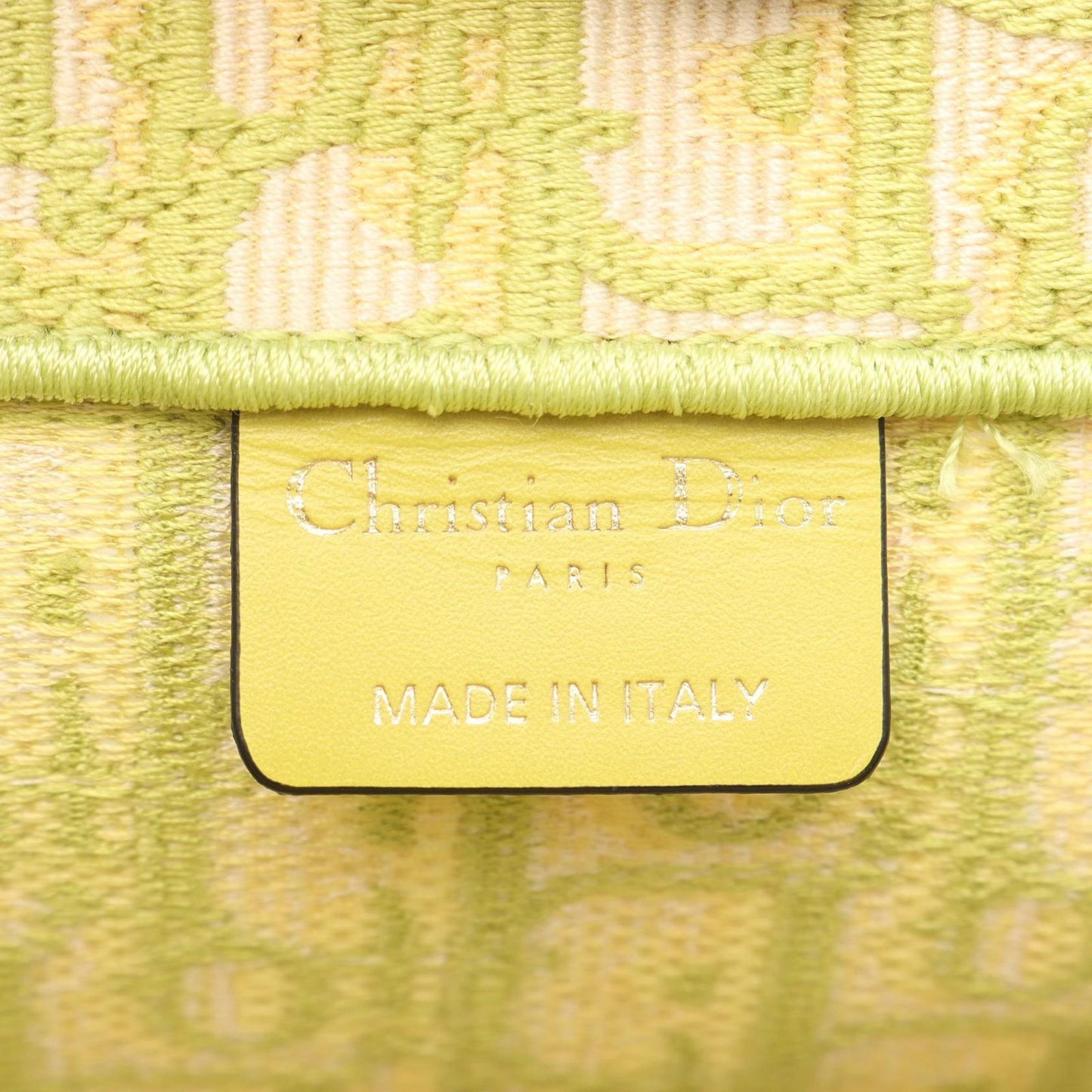 Dior Book Tote Large in Yellow-Green Canvas - Timeless Elegance