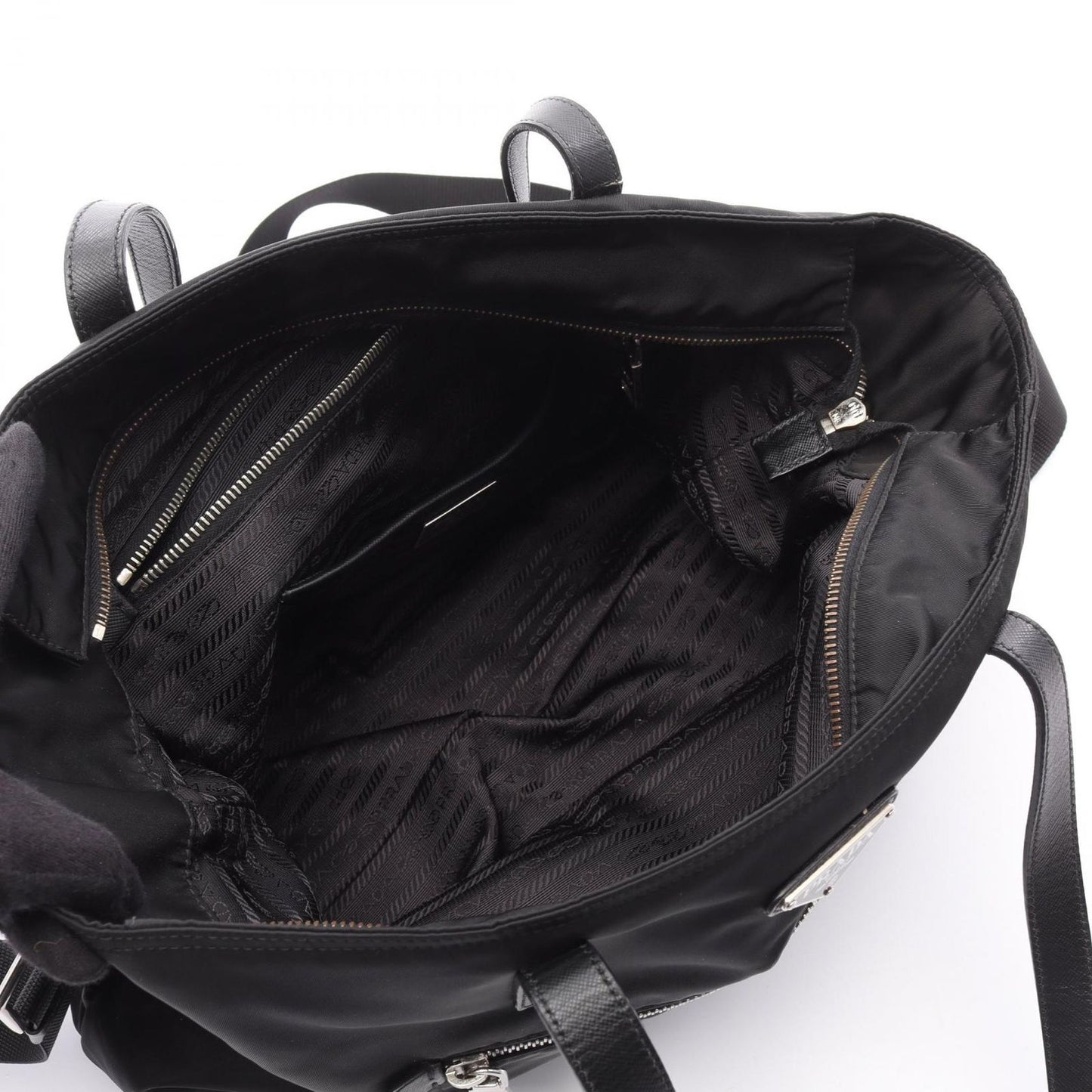 PRADA Black Nylon & Saffiano Leather 2-Way Tote Bag
