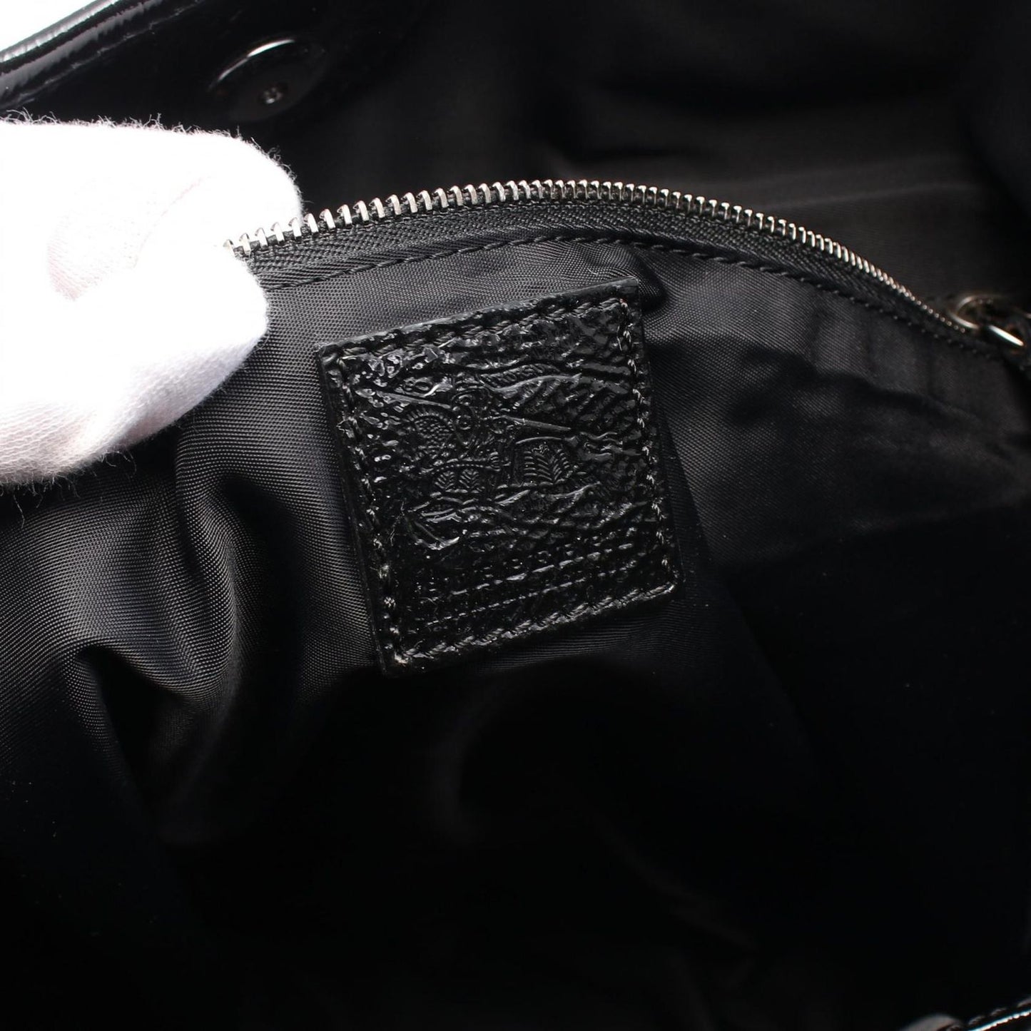 BURBERRY Nylon & Patent Leather Tote Bag - Elegant Black & Gray