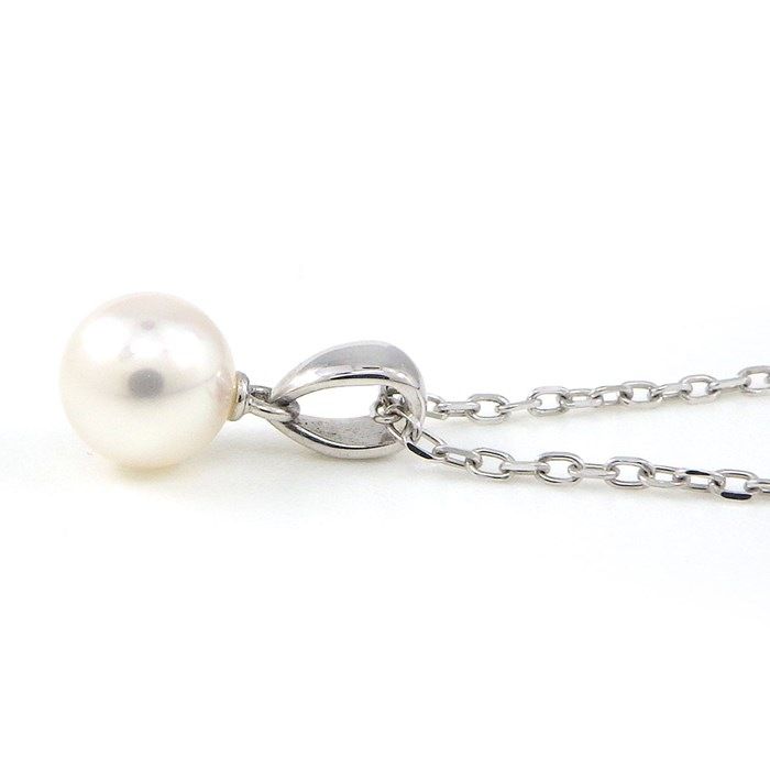 MIKIMOTO 6.5mm Pearl Necklace in K18 White Gold - Exquisite Elegance