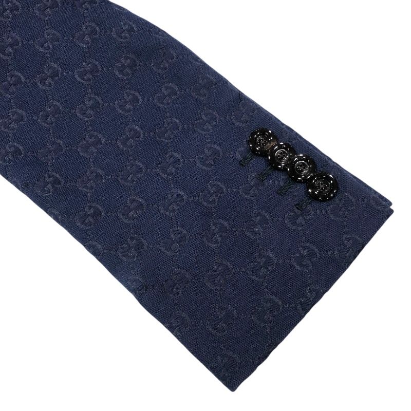 GUCCI GG Pattern Cotton Blend Formal Jacket - Navy - Size 44