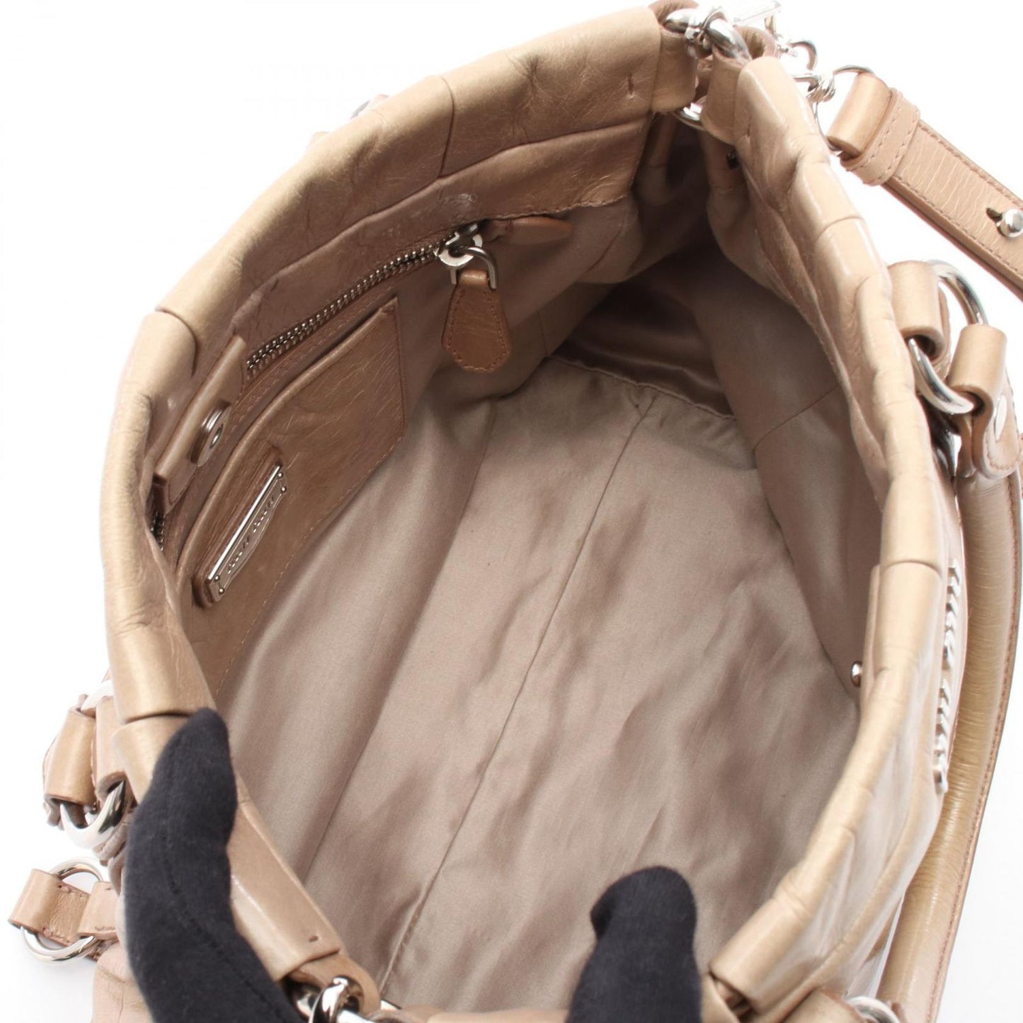 Miu Miu Vitello Lux Beige Leather 2-Way Shoulder Bag