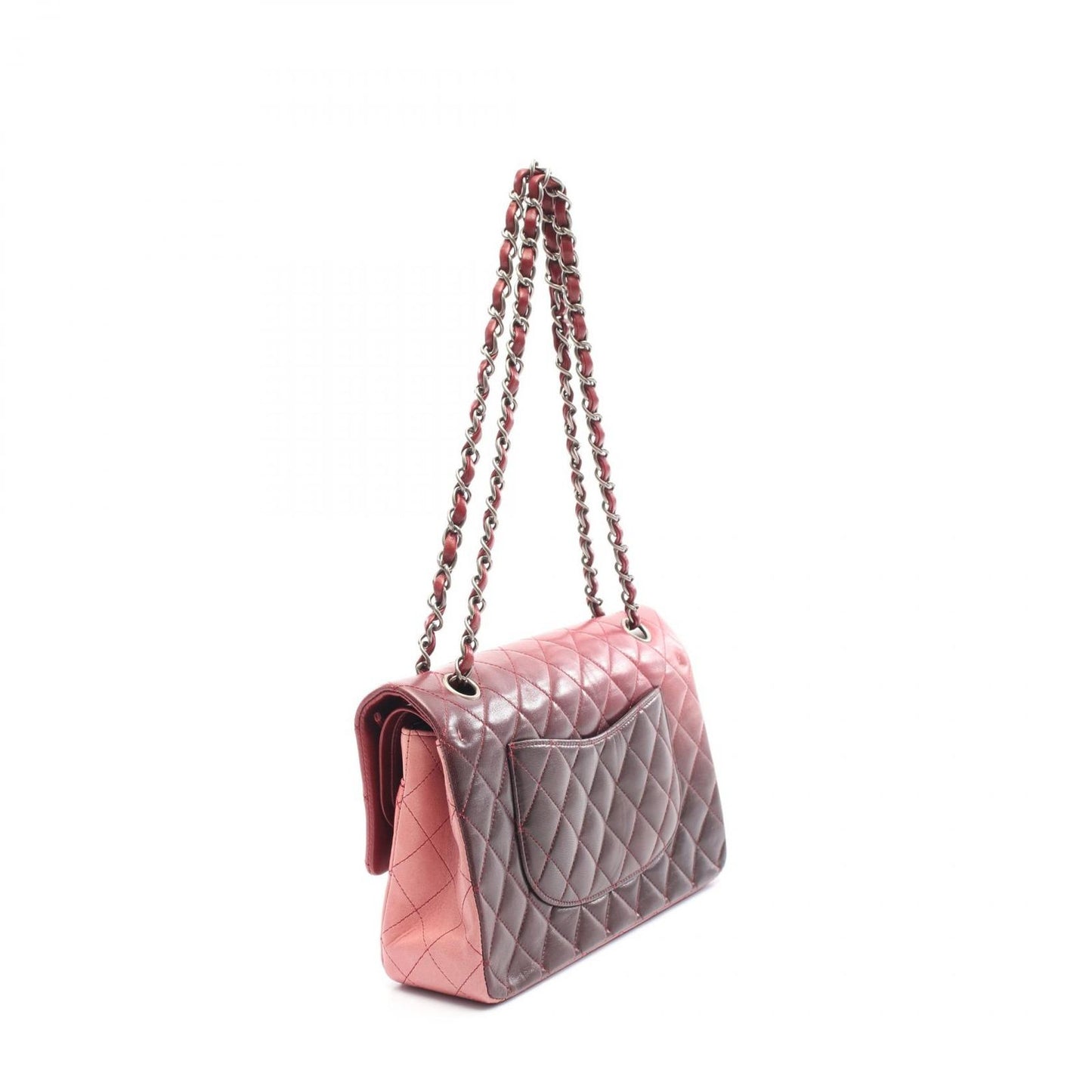 CHANEL Matelassé Double Flap Shoulder Bag in Red Gradient Lambskin