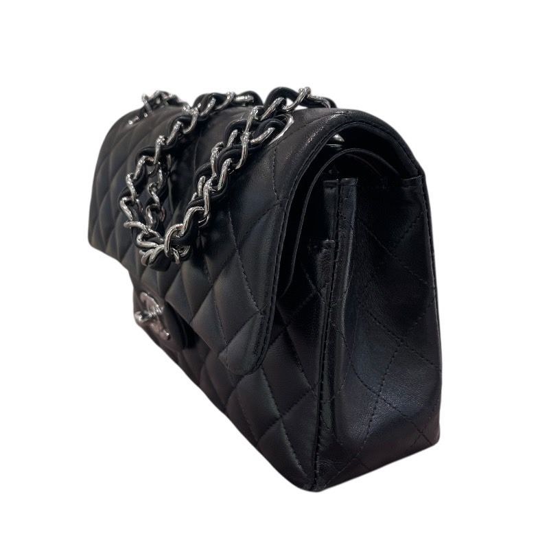 CHANEL Matelassé 23 Black Lambskin Shoulder Bag with Silver Hardware