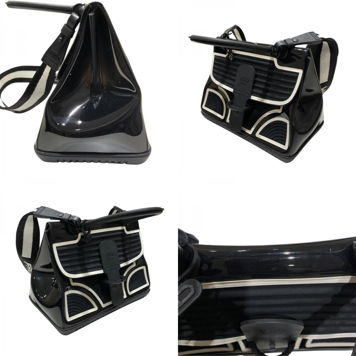 DELVAUX Brillant MM Champion Black & White Enamel Handbag