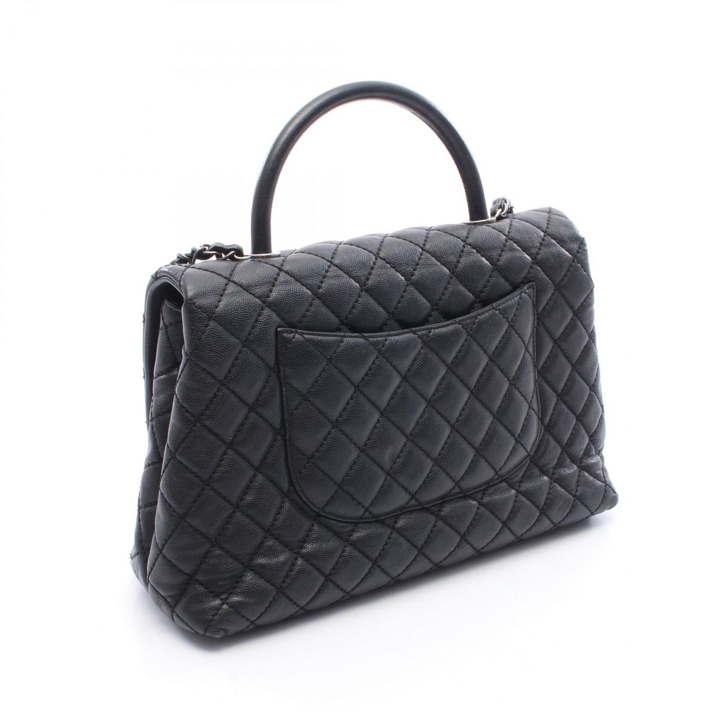 CHANEL Matelassé Coco Handle Handbag in Black Caviar Leather