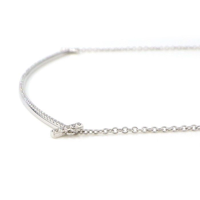 Tiffany & Co. T Smile Large Diamond Necklace in K18 White Gold