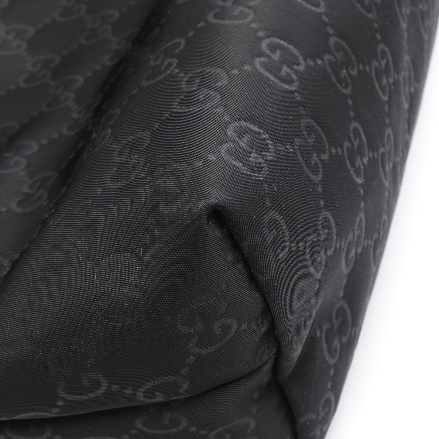 GUCCI GG Pattern Black Nylon & Leather Shoulder Bag - Timeless Elegance