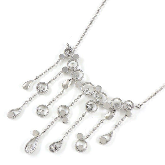 Elegant Diamond Fringe Swing Drop Necklace in K18 White Gold