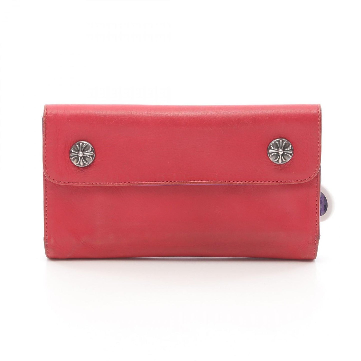 CHROME HEARTS Wave Cross Ball Leather Wallet - Red