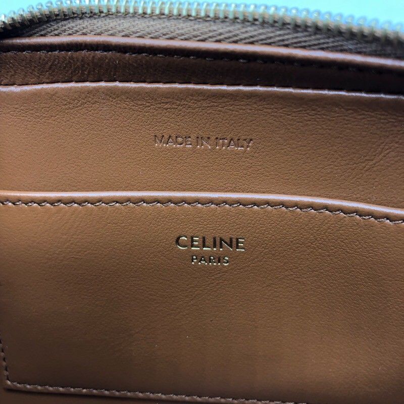 CELINE Quiltrionf Mini Camera Bag in Tan Smooth Calfskin