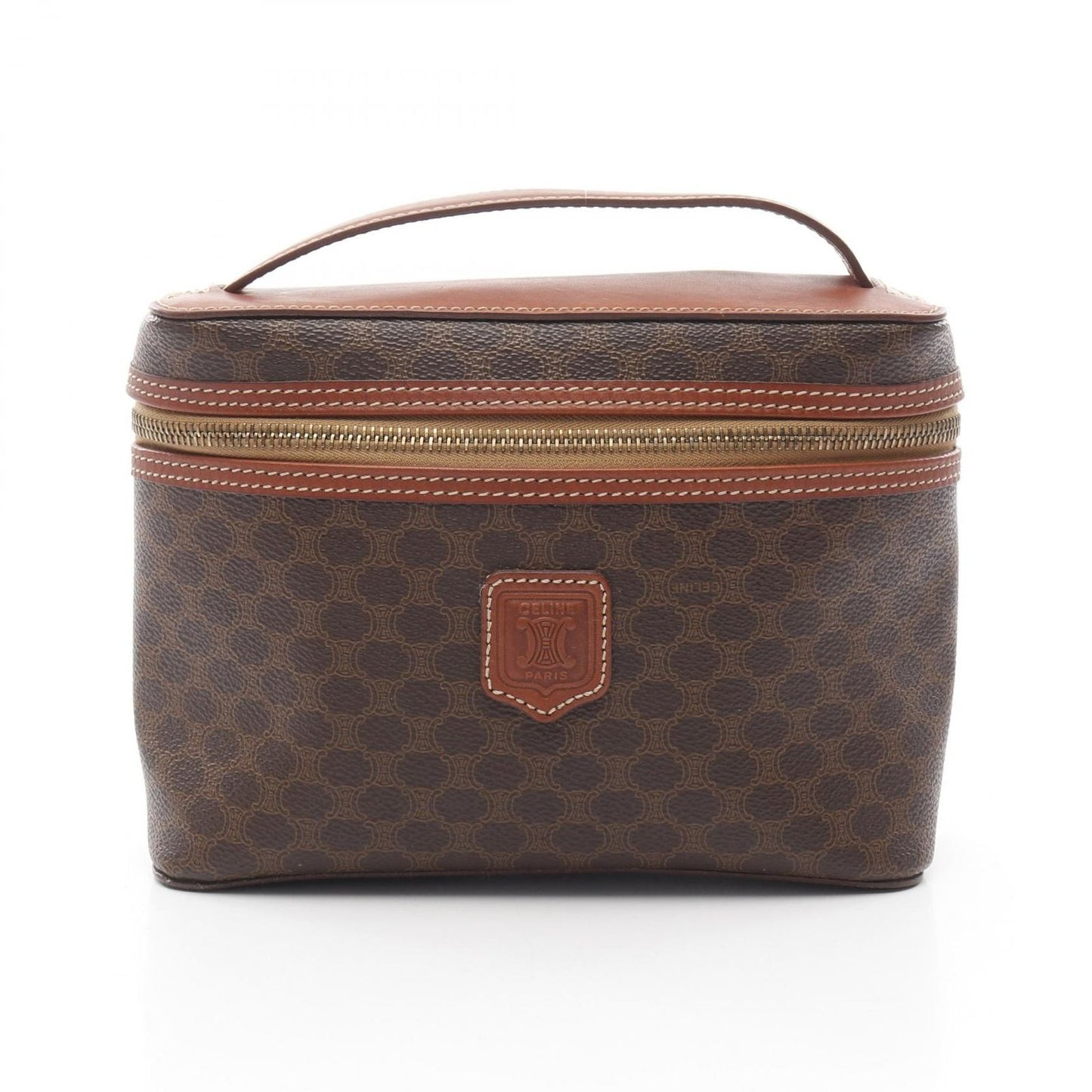 CELINE Macadam Vanity Handbag in Dark Brown PVC Canvas