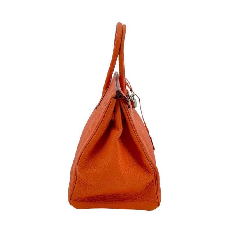 HERMES Birkin 35 Orange Togo Handbag with Silver Hardware