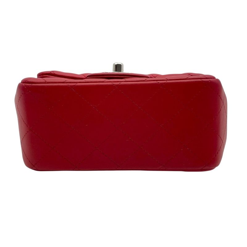 CHANEL Mini Matelassé 18 Red Lambskin Shoulder Bag with Silver Hardware