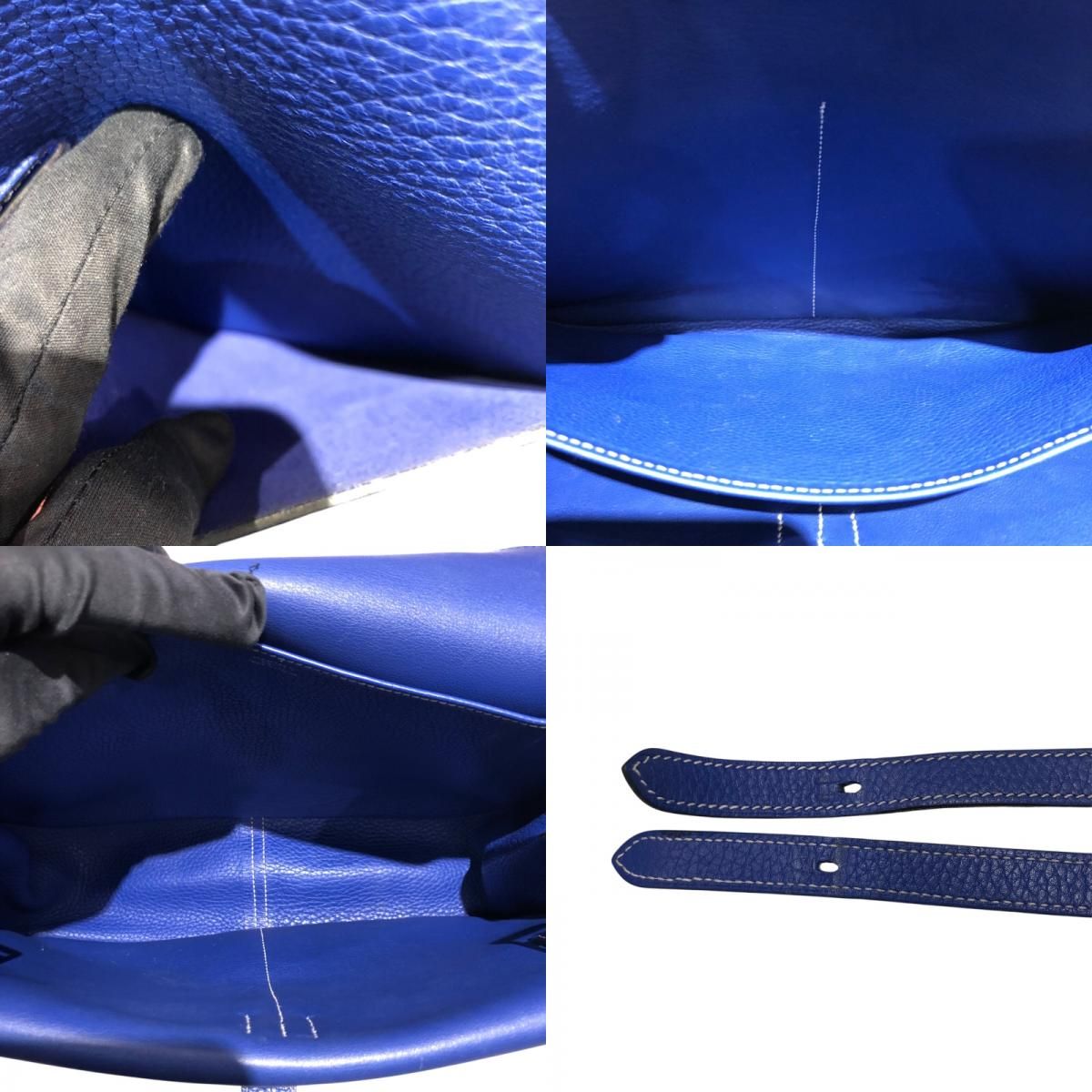 HERMES Arzan 31 Electric Blue Togo Leather Shoulder Bag