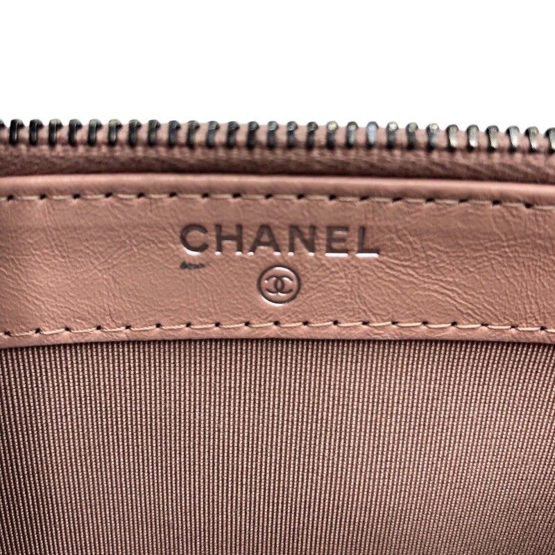 CHANEL Gabrielle Chain Wallet in Pink Leather with Gold & Silver Hardware