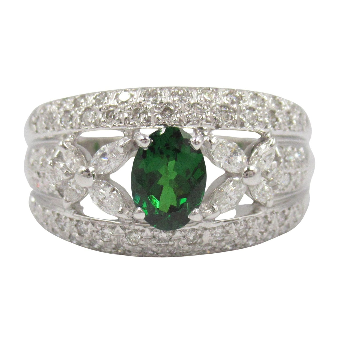 Exquisite Garnet and Diamond Ring in 18K White Gold