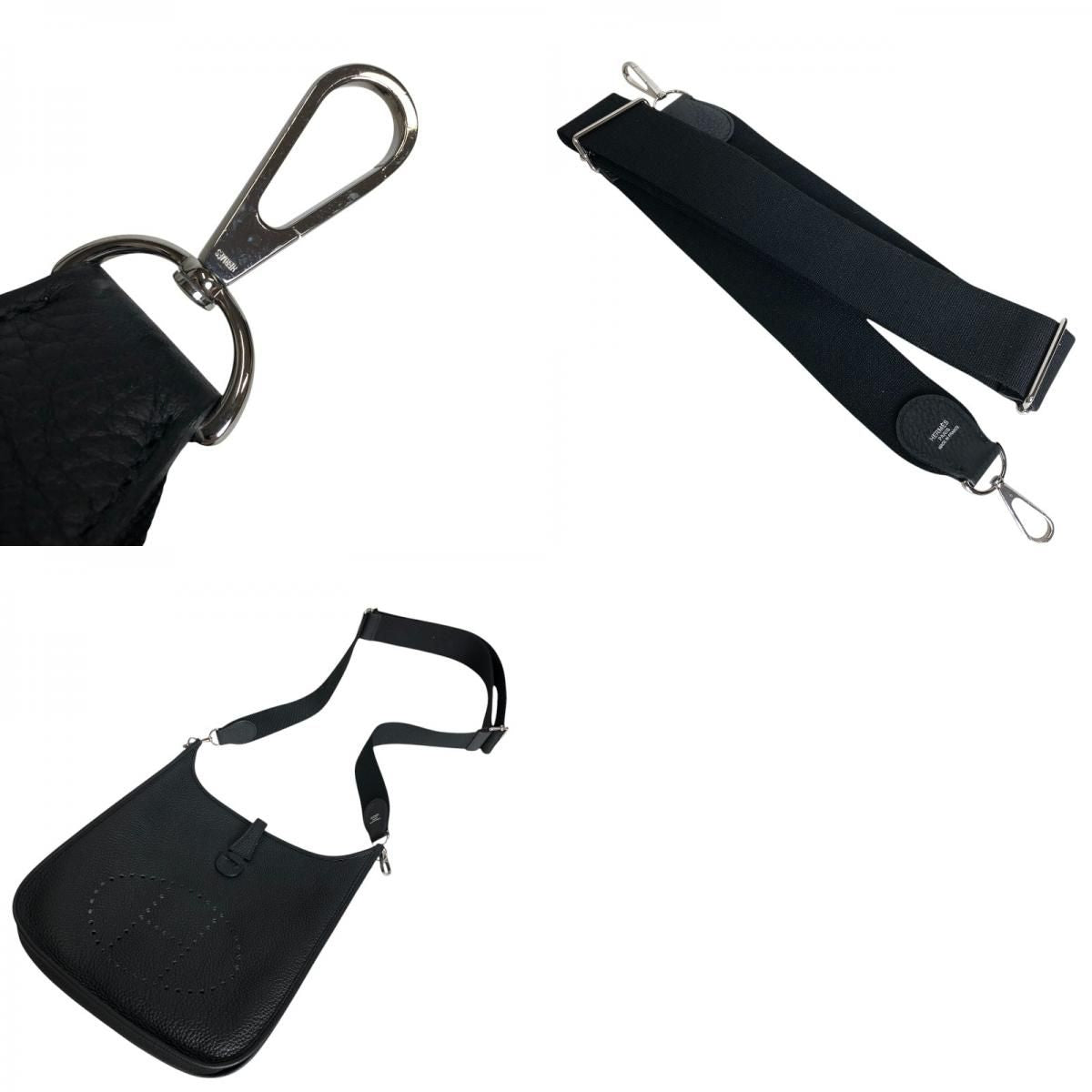 HERMES Evelyne III PM Black Togo Leather Shoulder Bag