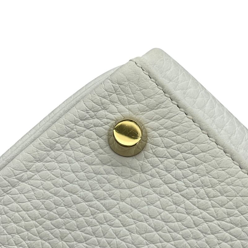HERMES Kelly 28 White Togo Leather Shoulder Bag with Gold Hardware