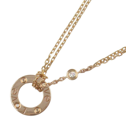 CARTIER Love Circle Necklace in K18 Pink Gold with Diamonds