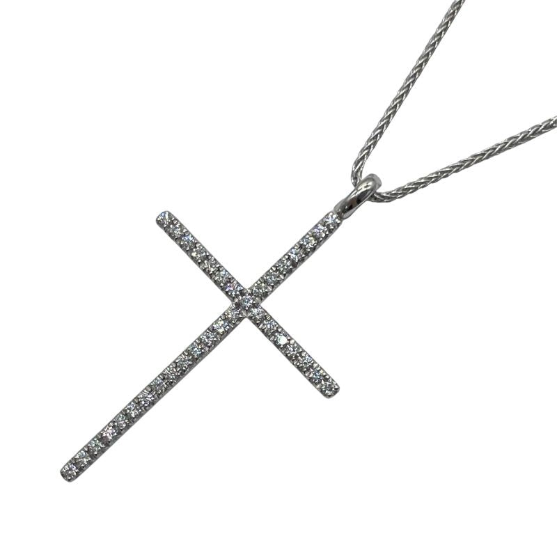 Damiani Mystery Cross Diamond Necklace in 18K White Gold