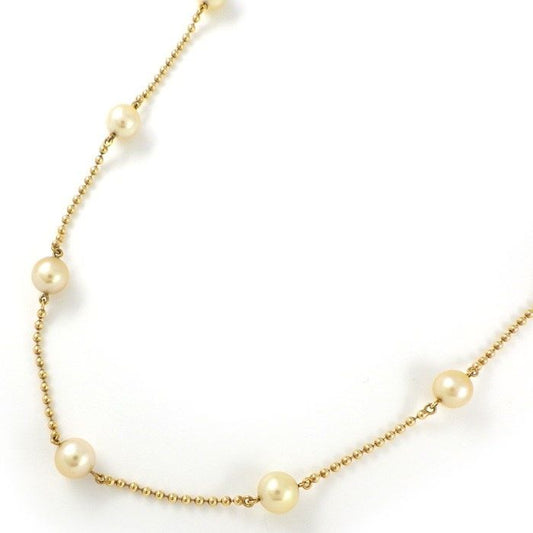 MIKIMOTO 7-Point Pearl Station Necklace in K18 Yellow Gold