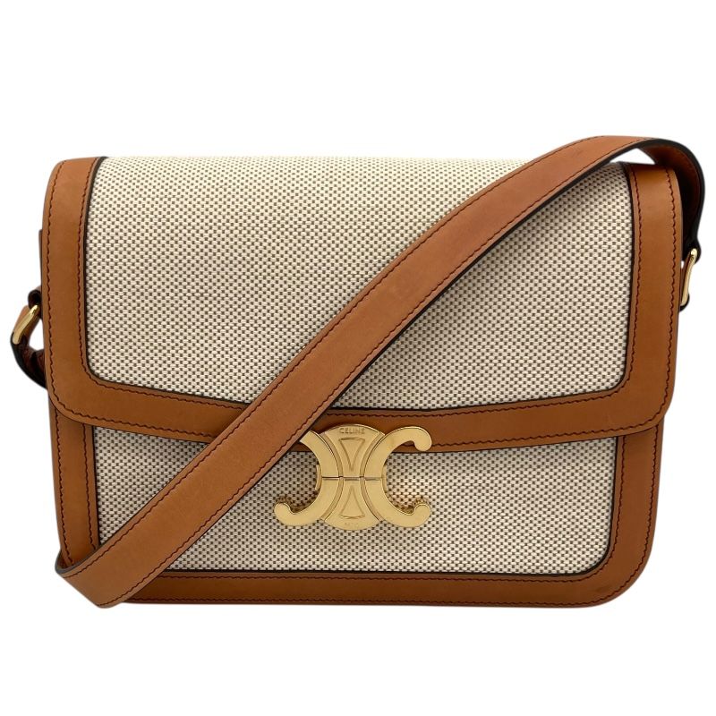 CELINE Classic Triomphe Bag in Natural Tan Textile - Timeless Elegance