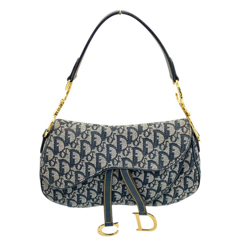Christian Dior Trotter Saddle Bag in Navy Oblique Jacquard