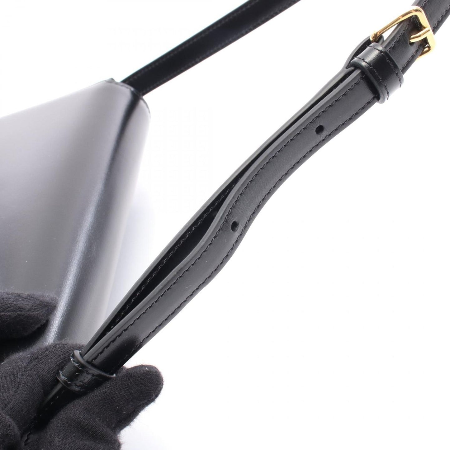 CELINE Claude Triomphe Shoulder Bag in Black Leather