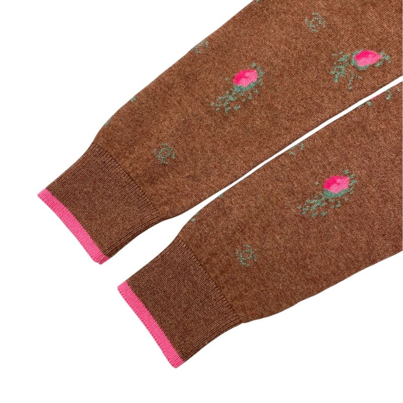 CHANEL Floral Cashmere Knit Sweater & Skirt Set - Brown