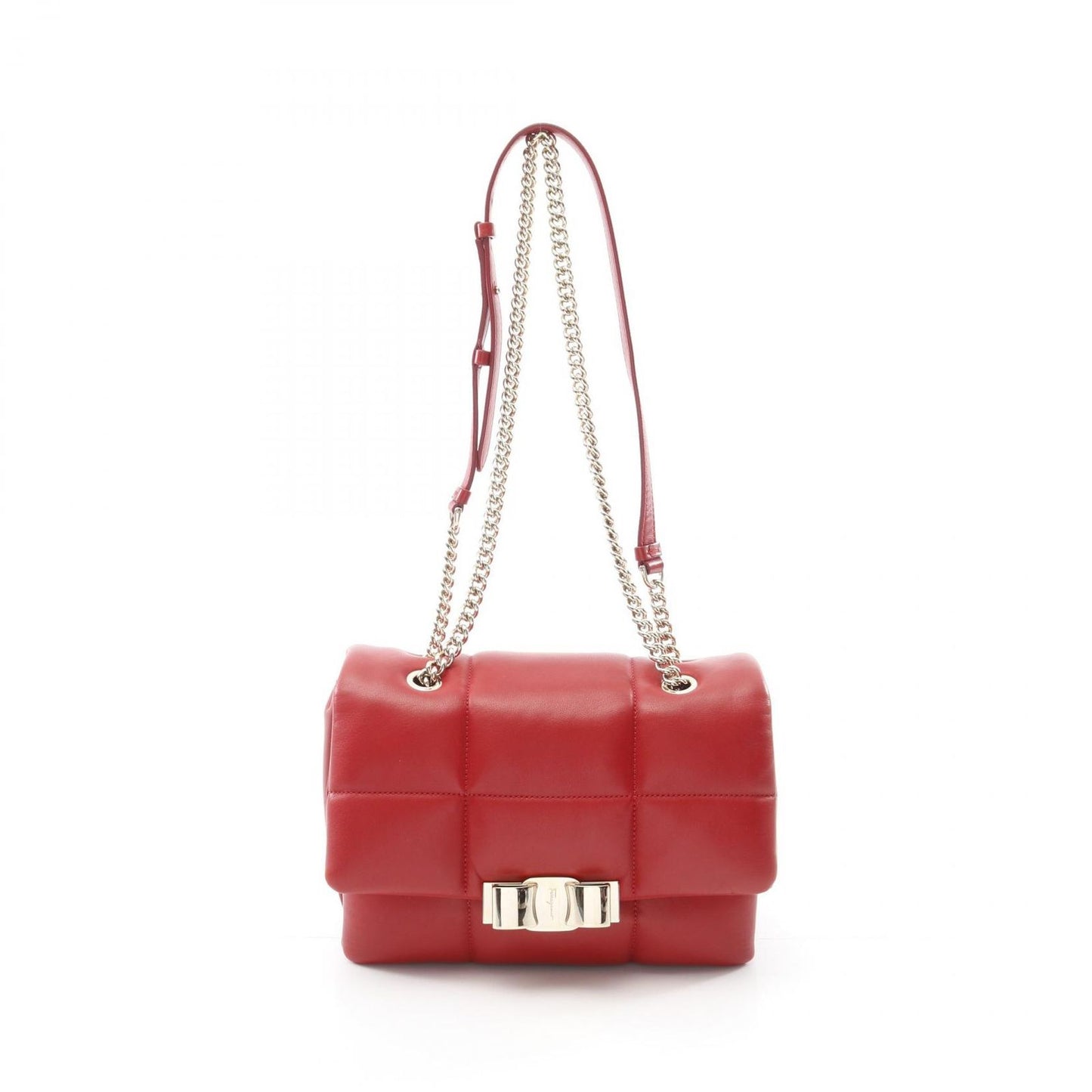 Salvatore Ferragamo Vara Ribbon Shoulder Bag in Red Leather