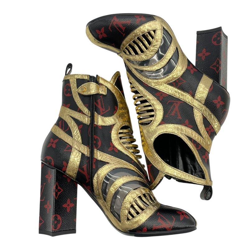 Louis Vuitton Queen of Hearts Monogram Infra Rouge Short Boots - Black