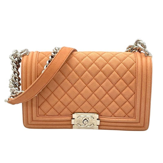 CHANEL Boy Chanel 25 Pink Caviar Shoulder Bag - Timeless Elegance